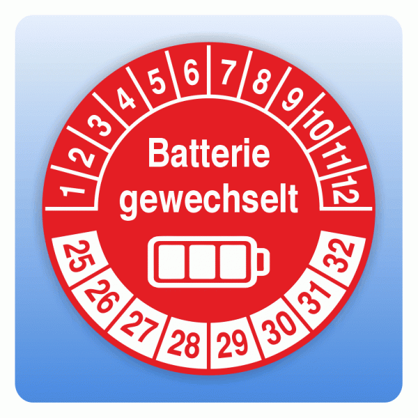 Prüfplakette Batterie gewechselt