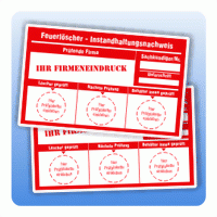Feuerlöscher Prüfende Firma mit Firmeneindruck