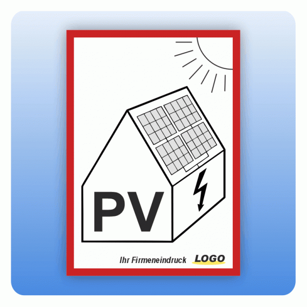 Aufkleber PV-Anlage mit Netzeinspeisung (mit Firmeneindruck/Logo)