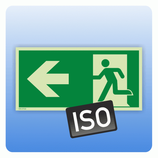 Rettungszeichen Rettungsweg / Notausgang links ISO 7010