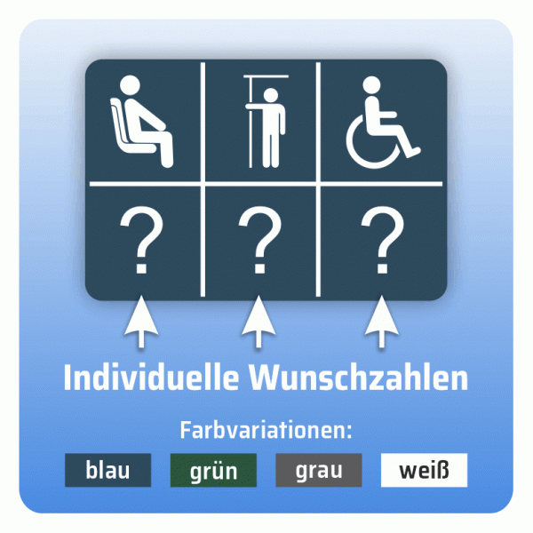 Aufkleber Bus und Bahn - Kapazität Sitzplätze, Stehplätze, Rollstuhlplätze individuell