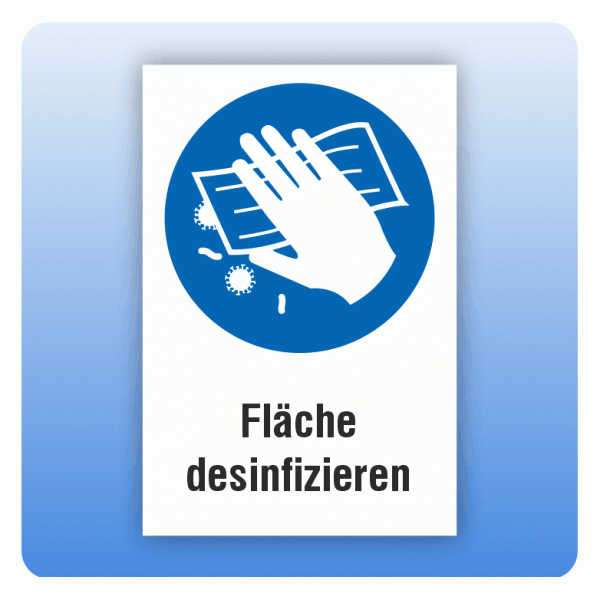 Kombi Gebotsschild M062 Fläche desinfizieren