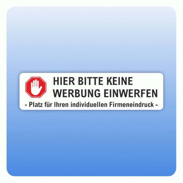 Aufkleber Hier bitte keine Werbung einwerfen für Briefkasten mit Firmeneindruck