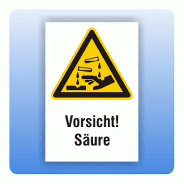 Kombi Warnschild Vorsicht Säure