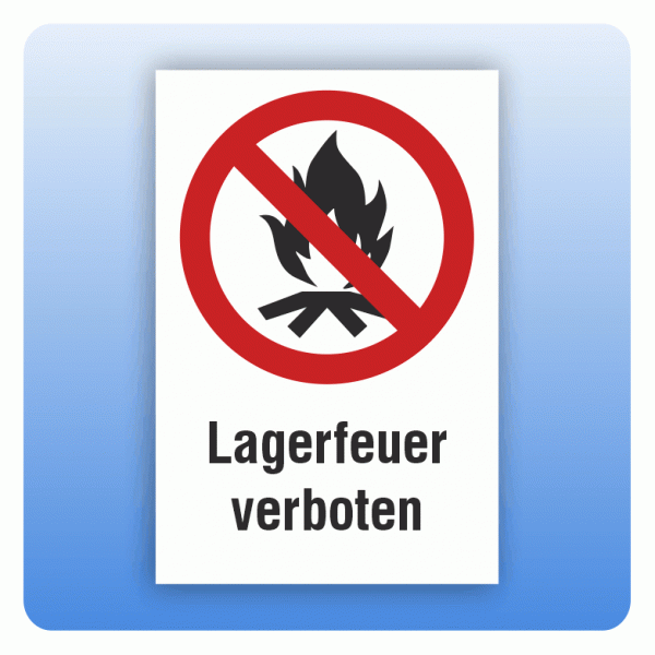 Kombi Verbotsschild P045 Lagerfeuer verboten