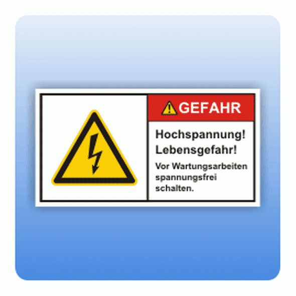 Sicherheitszeichen Hochspannung Lebensgefahr (ISO 3864-2) Aufkleber