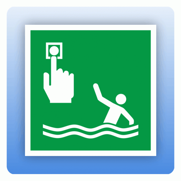 Aufkleber Rettungszeichen E069 Person-über-Bord-Melder ISO 7010