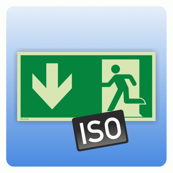 Rettungszeichen Rettungsweg / Notausgang unten ISO 7010