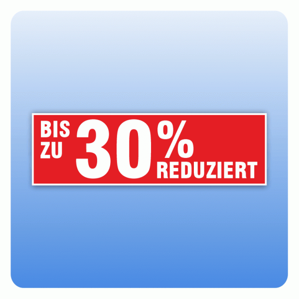 Rabattaufkleber 30 Prozent reduziert für Schaufenster