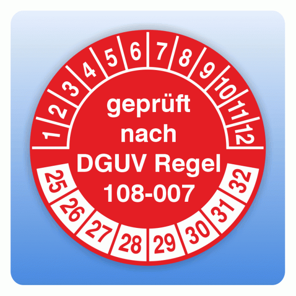Prüfplakette geprüft DGUV Regel 108-007