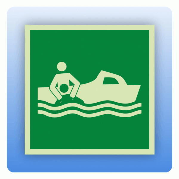 Rettungszeichen E037 Bereitschaftsboot ISO 7010