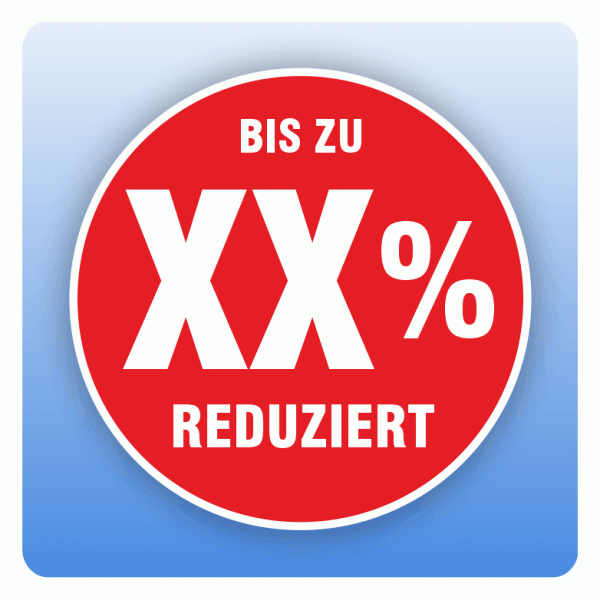 Rabattaufkleber reduziert mit Wunschzahl für Schaufenster