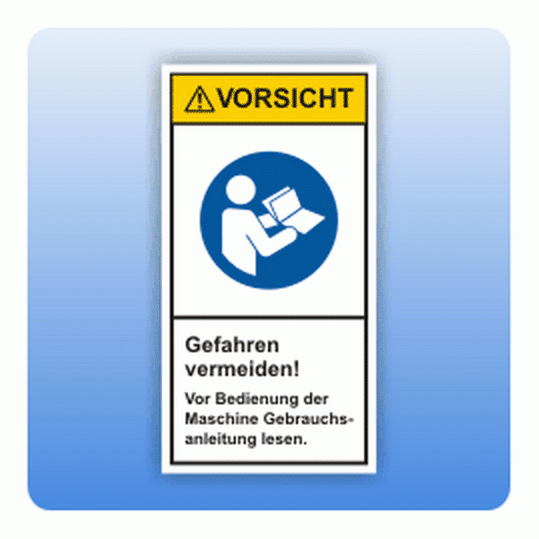 Sicherheitszeichen Gefahren vermeiden, hoch (ISO 3864-2) Aufkleber