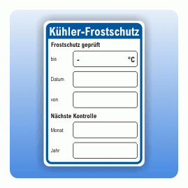 Serviceaufkleber Kühler-Frostschutz