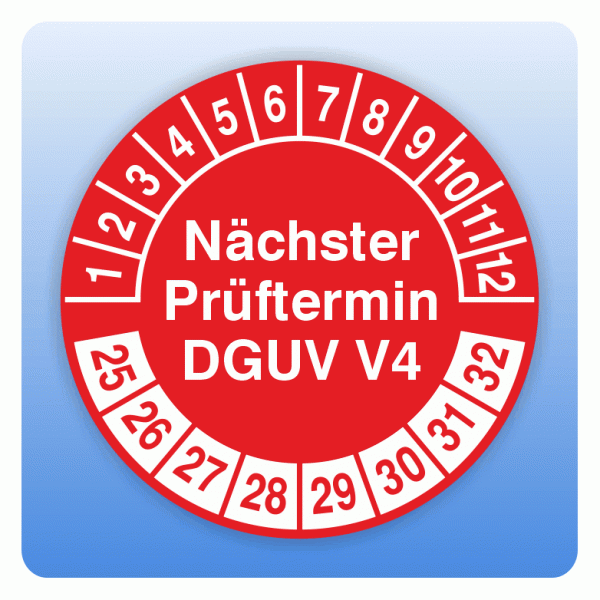 Prüfplakette Nächster Prüftermin DGUV V4