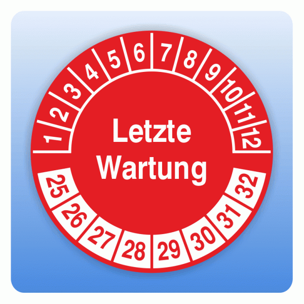 Prüfplakette letzte Wartung