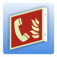 Fahnenschild Internationales Brandschutzzeichen F006 Brandmeldetelefon ISO 7010