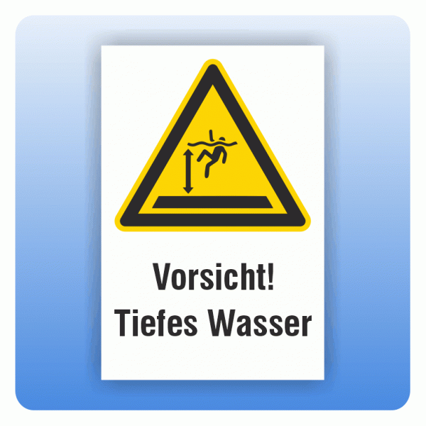 Kombi Warnschild Vorsicht Tiefes Wasser W047