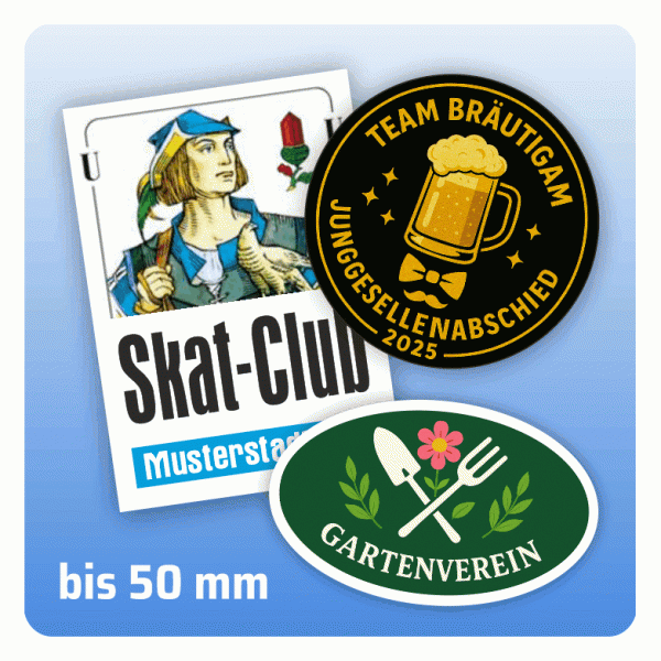 Vereinsaufkleber mit eigenem Motiv bis 50 mm