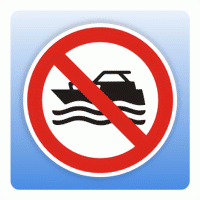 Verbotsschild P056 Maschinenbetriebene Boote verboten