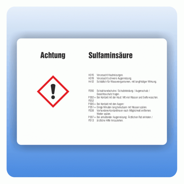 Gefahrstoffaufkleber Sulfaminsäure für Behälter ab 500 Liter