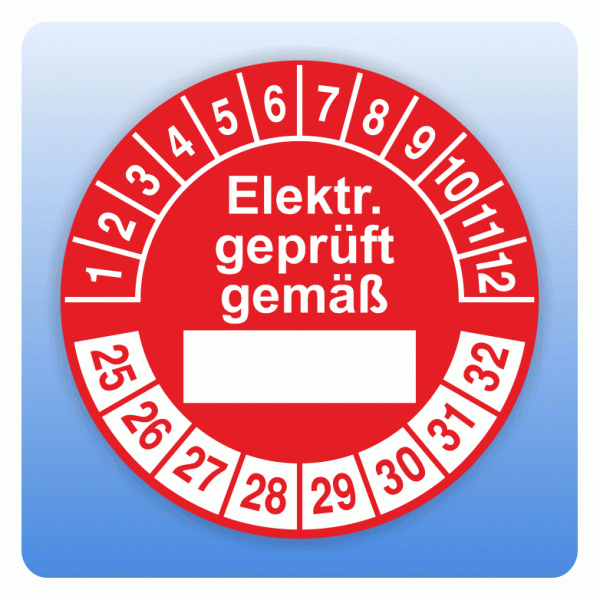 Prüfplakette elektrisch gepr. gemäß