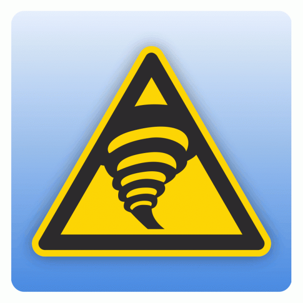 Warnzeichen W074 Warnung vor tornadogefährdetem Gebiet