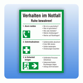 Aufkleber Verhalten im Notfall