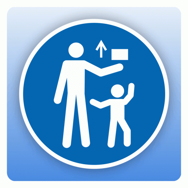 Gebotsschild M055 Außerhalb der Reichweite von Kindern aufbewahren