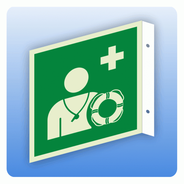 Fahnenschild Rettungszeichen E075 Rettungsschwimmer ISO 7010