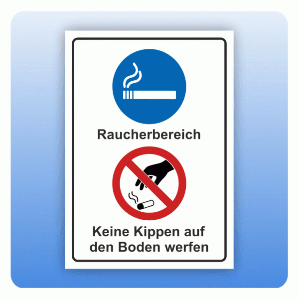 Raucherbereich Keine Kippen auf den Boden werfen