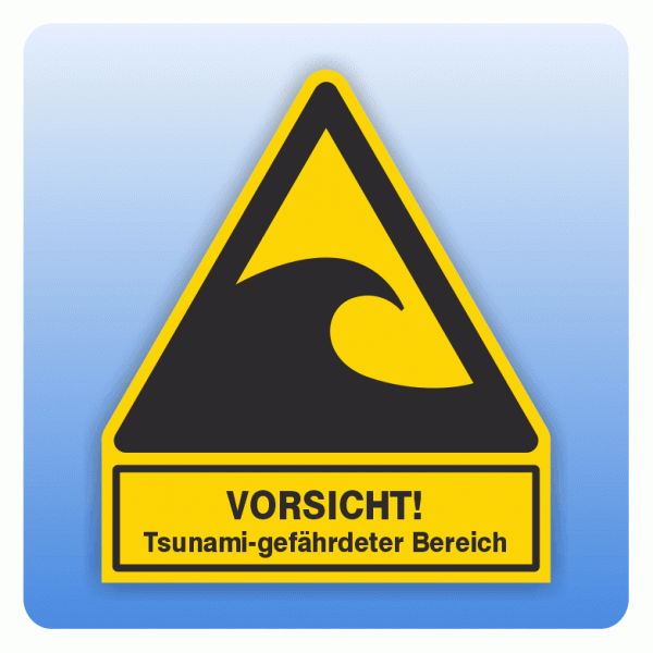 Kombi Warnsymbol Vorsicht Tsunami-gefährdeter Bereich W056
