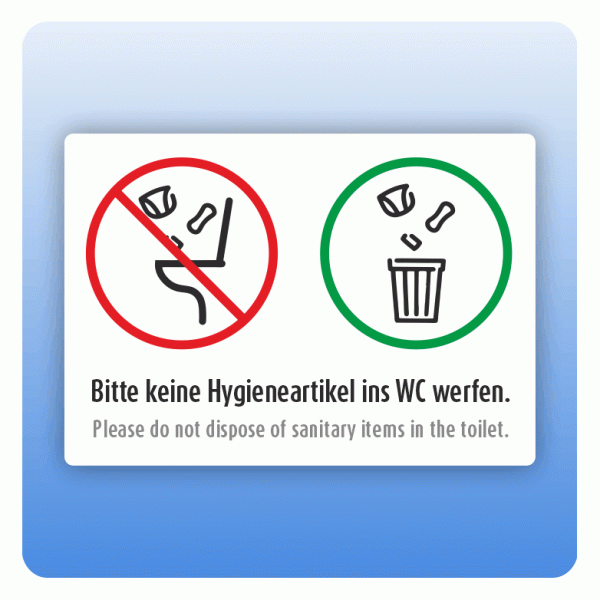 Aufkleber Bitte keine Hygieneartikel ins WC werfen