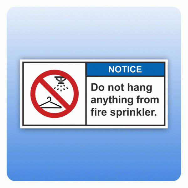 Sicherheitszeichen Do not hang anything from fire sprinkler (ANSI Z535) Aufkleber