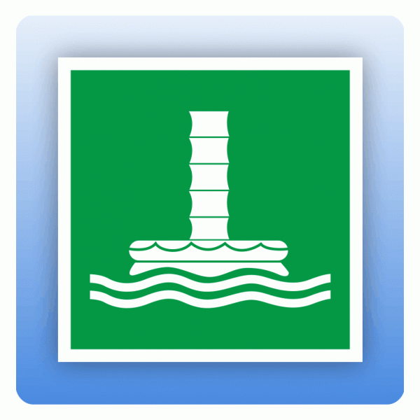 Aufkleber Rettungszeichen E055 Geschlssene Rutsche für Schiffsevakuierung ISO 7010