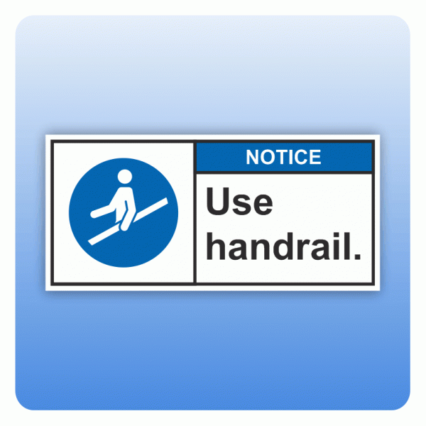 Sicherheitszeichen Use handrail (ANSI Z535) Aufkleber
