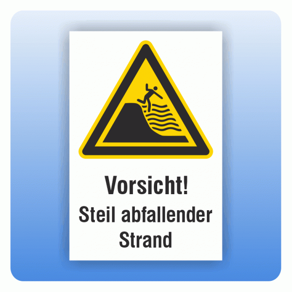 Kombi Warnschild Vorsicht Steil abfallender Strand W066