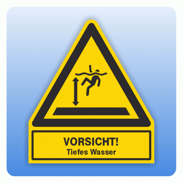Kombi Warnsymbol Vorsicht Tiefes Wasser W047