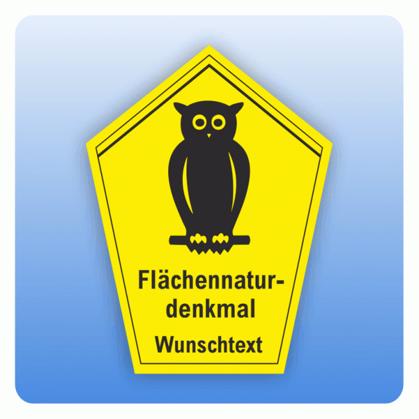 Schild Flächennaturdenkmal mit Piktogramm Eule und Wunschtext