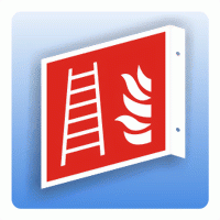 Fahnenschild Internationales Brandschutzzeichen F003 Feuerleiter ISO 7010