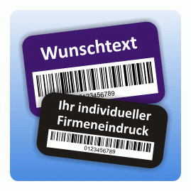 Inventaretikett / Inventuraufkleber mit Barcode und Wunschtext