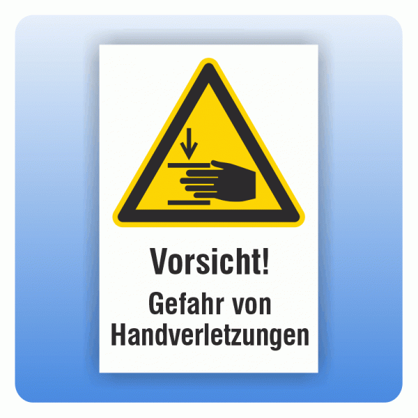 Kombi Warnschild Vorsicht Gefahr von Handverletzungen W024