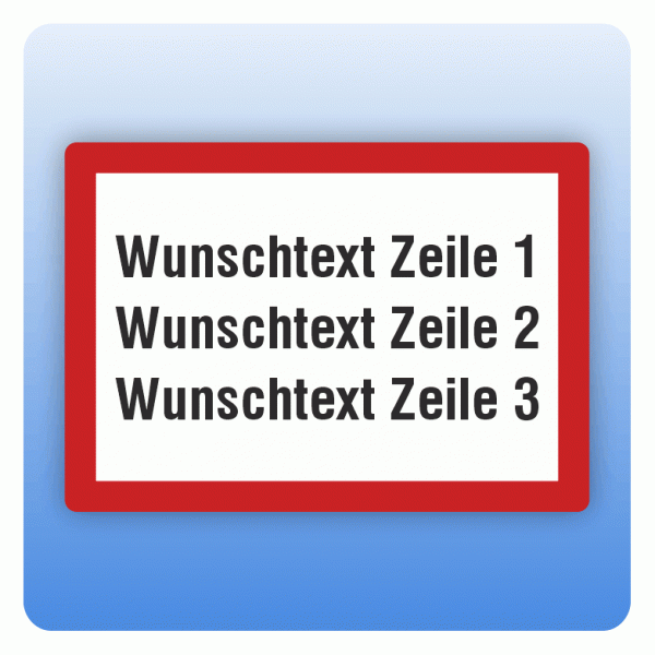 Feuerwehrzeichen mit Wunschtext dreizeilig nach DIN 4066
