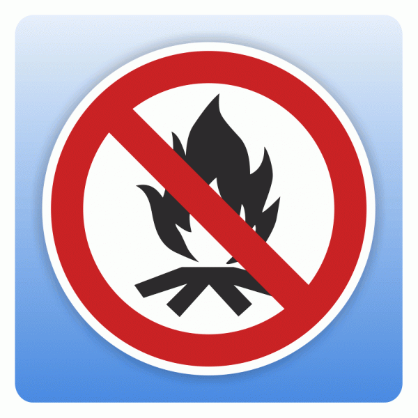 Verbotsschild P045 Lagerfeuer verboten