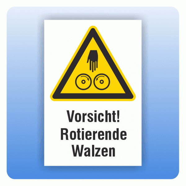 Kombi Warnschild Vorsicht Rotierende Walzen