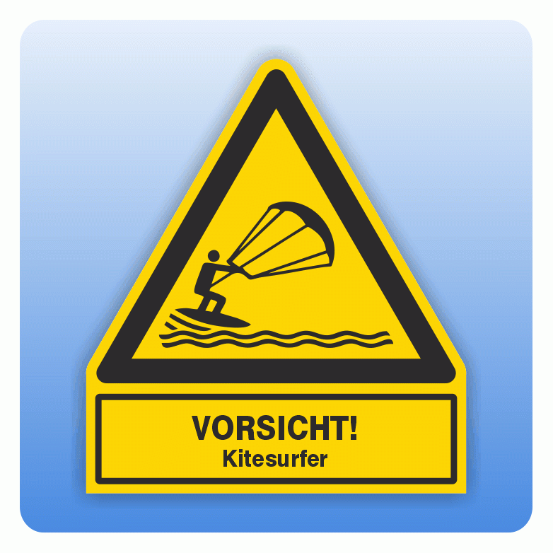 ISO Sicherheitskennzeichnung - Warnung Kitesurfern