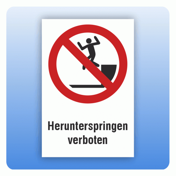 Kombi Verbotsschild P072 Herunterspringen verboten