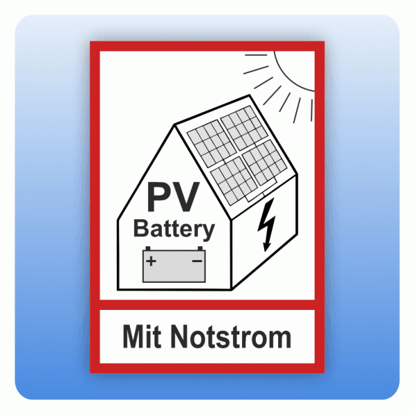 Aufkleber PV-Anlage Ersatzstrom und Schwarzstartfähigkeit