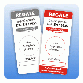 Grundetikett Regale geprüft DIN EN 15635