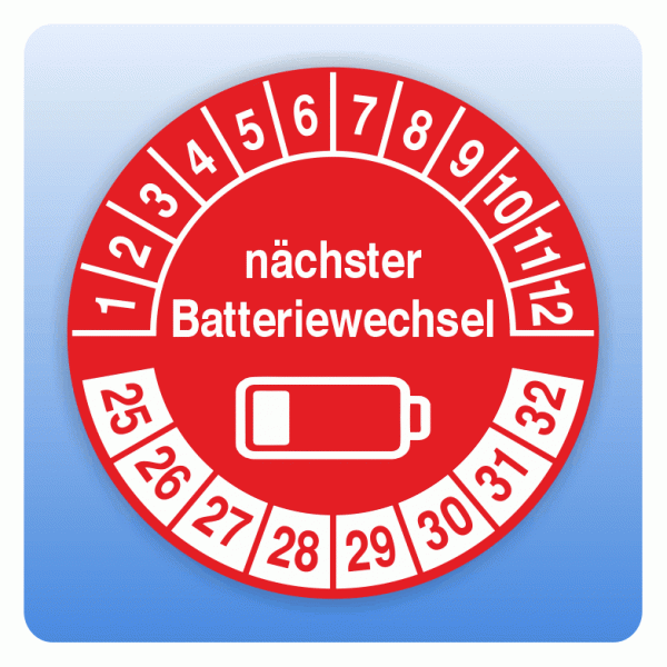 Prüfplakette Nächster Batteriewechsel